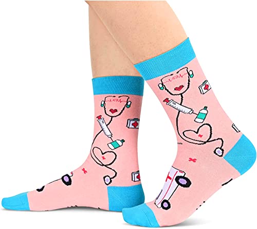 Unisex Novelty Pink Crazy Nurse Socks Gifts RN Gifts