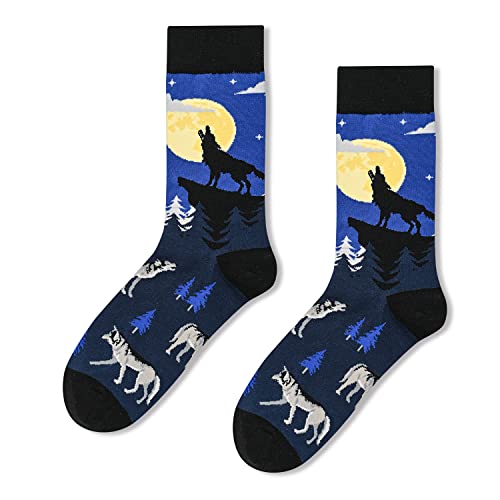 Men's Cool Thick Funny Wolf Socks Gifts for Wolf Lovers