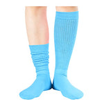 Women's Novelty Mid-Calf Stacked Warm Slouch Blue Trendy Solid Color Socks