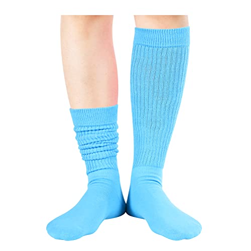 Novelty Blue Slouch Socks For Women, Blue Scrunch Socks For Girls, Cotton Long Tall Tube Socks, Fashion Vintage 80s Gifts, 90s Gifts, Women's Blue Socks