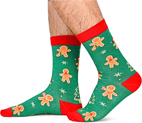Unisex Women and Men Novelty Mid-Calf Knit Crazy Gingerbread Socks Christmas Gifts
