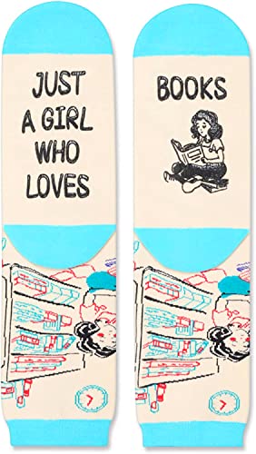 Reading Gifts, Funny Socks for Women, Cool Book Socks, Silly Socks, Thank You Gift Ideas for Her, Book Lovers Gifts, Reading Socks