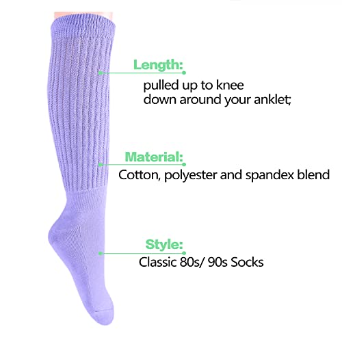 Women's Novelty Mid-Calf Stacked Warm Slouch Purple Thick Trendy Solid Color Socks