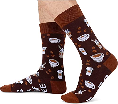 Coffee Themed Gifts, Funny Crazy Socks for Men, Coffee Gifts for Coffee Drinkers and Lovers