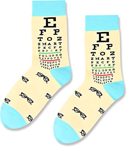 Unisex Optometry Socks, Eye Chart Socks, Eye Doctor Socks, Unique Optometry Gifts for Opticians, Eye Doctors, and Optometrists, Presents for Ophthalmologists