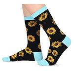 Women's Crazy Mid-Calf Knit Cozy Sunflower Socks Gifts For Flower Lovers