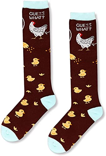 Unique Chicken Gifts for Women Silly & Fun Chicken Socks Silly Chicken Gifts for Moms, Women's Knee High Socks