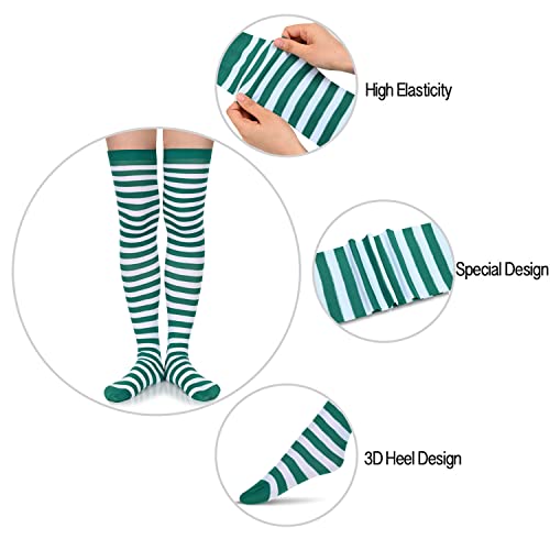 Funny Striped Thigh High Socks for Women Girls, Christmas Knee High Socks, Over the Knee Long Socks, Novelty Christmas Gifts for Her, Best Secret Santa Gifts, Xmas Gifts