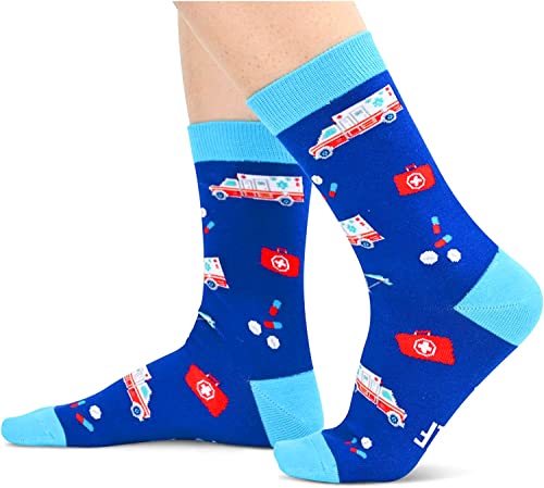 Unisex Novelty Blue Cozy Emt Socks Paramedic Gifts