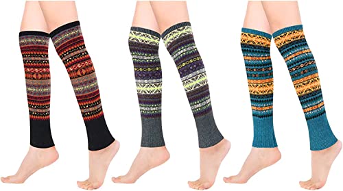 Cozy Leg Warmers Wool Trendy Striped Socks Gifts-3 Pack