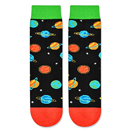 Crazy Space Socks for Kids, Silly Funny Novelty Boys Socks, Planet Socks, Cool Kids Gifts, Outer Space Gifts, Astronomy Gifts for Boys 7-10 Years Old Boys