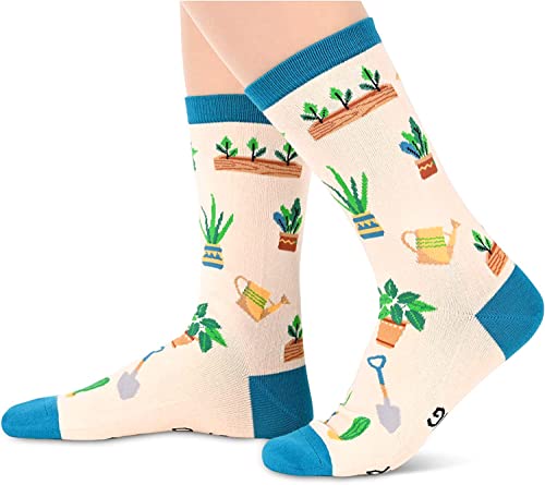 Women's Funny White Cozy Plant Socks Gifts for Nature Lovers
