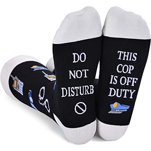 Cops Off Duty Socks, Gift For Cops, Birthday, Retirement, Anniversary, Christmas, Police Officer Gifts For Him, Present for Cops, Men Cops Socks, Police Dad Gifts