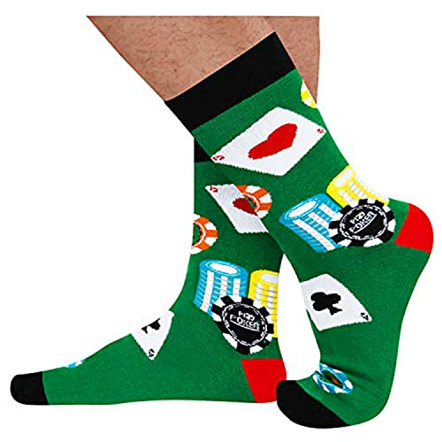 Poker Socks, Mens Novelty Socks, Unique Poker Gifts, Funny Poker Lovers Gifts, Casino Gifts for Poker Players, Gamblers, and Casino Enthusiasts