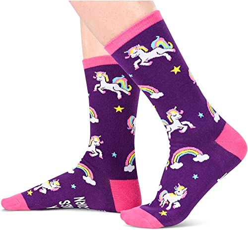 Women's Funny Mid-Calf Knit Crew Thick Novelty Unicorn Socks Gifts for Unicorn Lovers