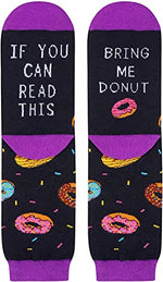 Women's Donut Socks, Donut Theme Socks, Donut Gifts, Gift Ideas For Wife Mom Grandma, Novelty Donut Lovers Gifts, If You Can Read This Socks, Food Socks