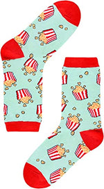 Funny Popcorn Socks for Women, Novelty Popcorn Gifts For Popcorn Lovers, Anniversary Gift For Her, Gift For Mom, Funny Food Socks, Womens Popcorn Themed Socks