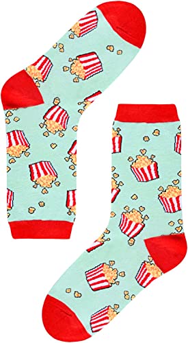 Funny Popcorn Socks for Women, Novelty Popcorn Gifts For Popcorn Lovers, Anniversary Gift For Her, Gift For Mom, Funny Food Socks, Womens Popcorn Themed Socks