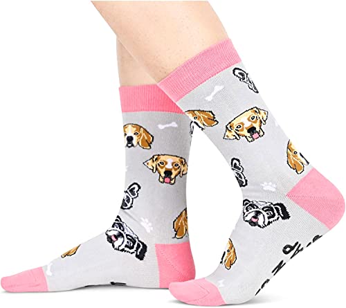 Unisex Novelty Mid-Calf Knit Crazy Dog Socks Gifts For Dog Lovers