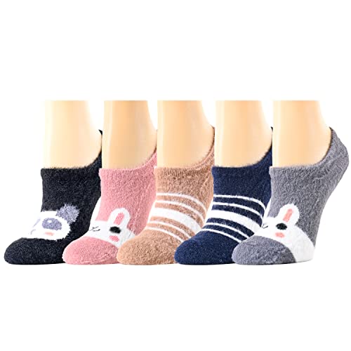 Women's Fuzzy Fluffy Slipper Foozy Animals Socks Gifts-5 Pack