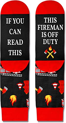 Fireman Off Duty Socks, Gift For Firefighters, Birthday, Retirement, Anniversary, Christmas, Gift For Him, Present for Firemen, Men Fireman Socks