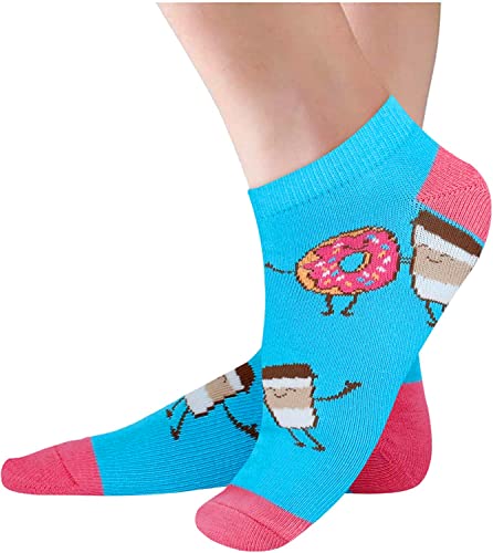 Women's Novelty Low Cut Ankle Crew Funny Sushi Donut Socks Food Gifts-2 Pack