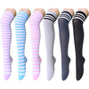 Women's Novelty Over The Knee Thigh High Fashion Striped Socks for Teen Girls-6 Pack