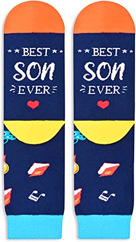 Best Son Ever Socks, Novelty Crazy Socks, Unique Gifts for Son from Mom and Dad, Father to Son Gifts, Mother to Son Gifts, Gifts to My Son Gifts Best Son Gifts