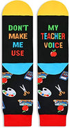 Teacher Appreciation Gifts for Teachers Men Women, Cool Gifts for Teachers, Funny Teacher Gifts, Don'T Make Me Use My Teacher Voice Socks, Teacher Socks