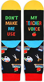 Teacher Appreciation Gifts for Teachers Men Women, Cool Gifts for Teachers, Funny Teacher Gifts, Don'T Make Me Use My Teacher Voice Socks, Teacher Socks