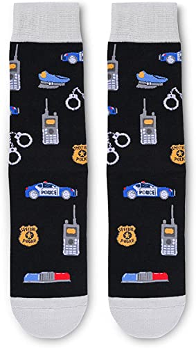 Men's Funny Black Cute Occupation Police Socks Cop Gifts