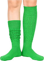 Funny Dark Green Socks for Women Teen Girls, Dark Green Slouch Socks, Dark Green Scrunch Socks, Thick Long High Knit Socks, Gifts for the 80s 90s, Vintage Solid Color Socks
