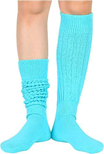 Funny Blue Socks for Women Teen Girls, Blue Slouch Socks, Blue Scrunch Socks, Thick Long High Knit Socks, Gifts for the 80s 90s, Vintage Solid Color Socks