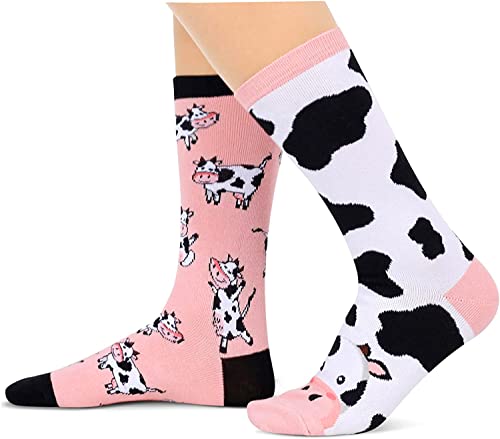 Women's Funny Thick Cozy Cow Mismatched Socks Gifts for Cow Lovers