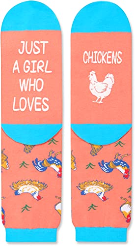 Funny Saying Chicken Gifts for Women,Just A Girl Who Loves Chickens,Novelty Chicken Print Socks