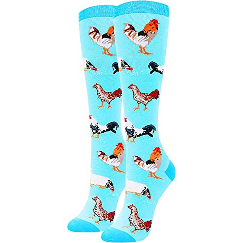 Women's Funny Knee High Thigh High Knit Pop Chicken Socks Gifts for Chicken Lovers
