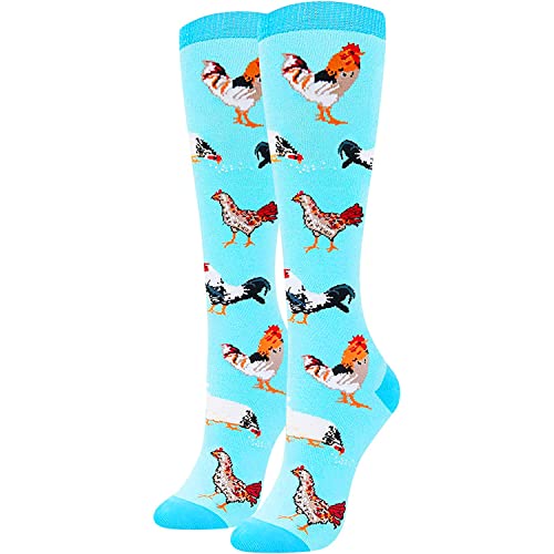 Funny Chicken Gifts for Women Gifts for Her Chicken Lovers Gift Cute Rooster Sock Gifts Fun Chicken Knee High Socks