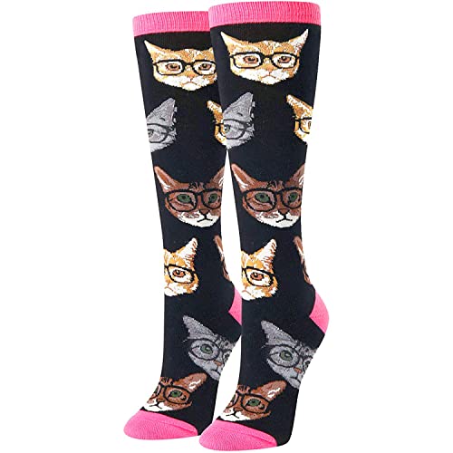 Cat Gifts for Cat Owners, Gift for Cat Mom, Novelty Cat Knee High Socks, Cat Gifts for Women, Cat Gifts for Her