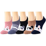 5 Pack Fuzzy Anti-Slip Socks Cozy Gifts for Women Girls Non Slip Slipper Socks with Grippers