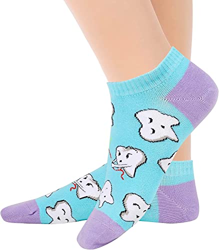 Funny Dental Ankle Socks, Teeth Socks for Women, Dentist Gifts for Dental Hygienists, Dental Assistants, Dental Hygiene Students, Dental School Students Gifts