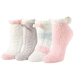Fuzzy Anti-Slip Socks, Non Slip Fluffy Slipper Socks for Women Girls with Grippers, Cozy Gifts For Her 4 Pairs