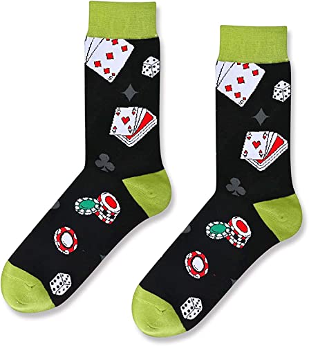 Casino Gifts for Poker Players, Men's Poker Socks, Playing Cards Family Friends Game Night Gifts, Funny Gambling Gifts for Poker Lovers and Gamblers, Gambling Socks