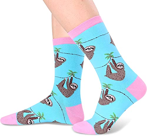 Women's Fun Thick Crew Stylish Sloth Socks Gifts for Sloth Lovers