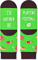 Boy's Novelty Non-Slip Green Crew Crazy Football Socks Gifts for Football Lovers