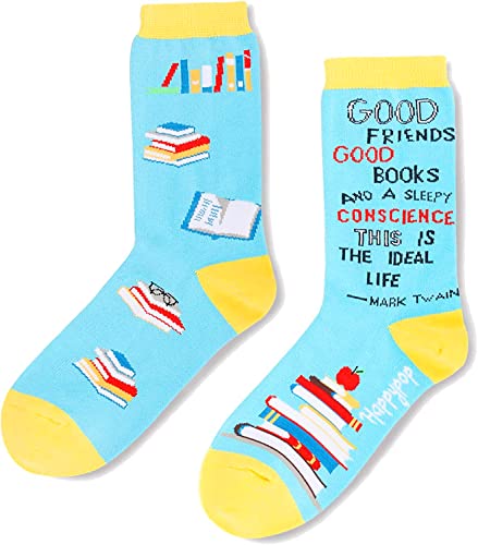 Reading Gifts, Funny Socks for Women, Cool Book Socks, Silly Socks, Thoughtful Gifts for Student, Book Lovers Gifts, Reading Socks