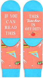 Teacher Appreciation Gifts for Teachers Men Women, Cool Gifts for Teachers, Funny Teacher Gifts, If You Can Read This, This Teacher Is Off Duty Socks, Teacher Socks