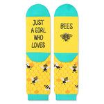 Funny Saying Bee Gifts for Women,Just A Girl Who Loves Bees,Novelty Bee Print Socks