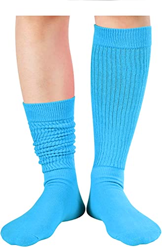 Novelty Dark Blue Slouch Socks For Women, Dark Blue Scrunch Socks For Girls, Cotton Long Tall Tube Socks, Fashion Vintage 80s Gifts, 90s Gifts, Women's Dark Blue Socks