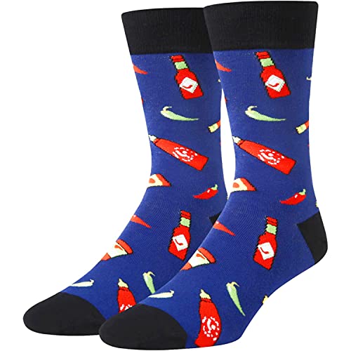 Novelty Hot Sauce Gifts for Men, Anniversary Gift for Him, Funny Food Socks, Men's Hot Sauce Socks, Gift for Dad, Funny Hot Sauce Socks for Hot Sauce Lovers