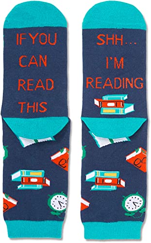 Funny Reading Socks for Women, Novelty Women's Book Socks for Book Lovers, Best Gift For Middle School, High School, College, Grad School, Or Phd Students